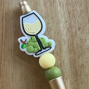 Wine Glass Pen, Beaded Ballpoint Pen, Silicone Beaded Pen, Bead Pen, Silicone Beads, Cute Pen, Teachers Gift, Handmade Gift, Journaling Pens
