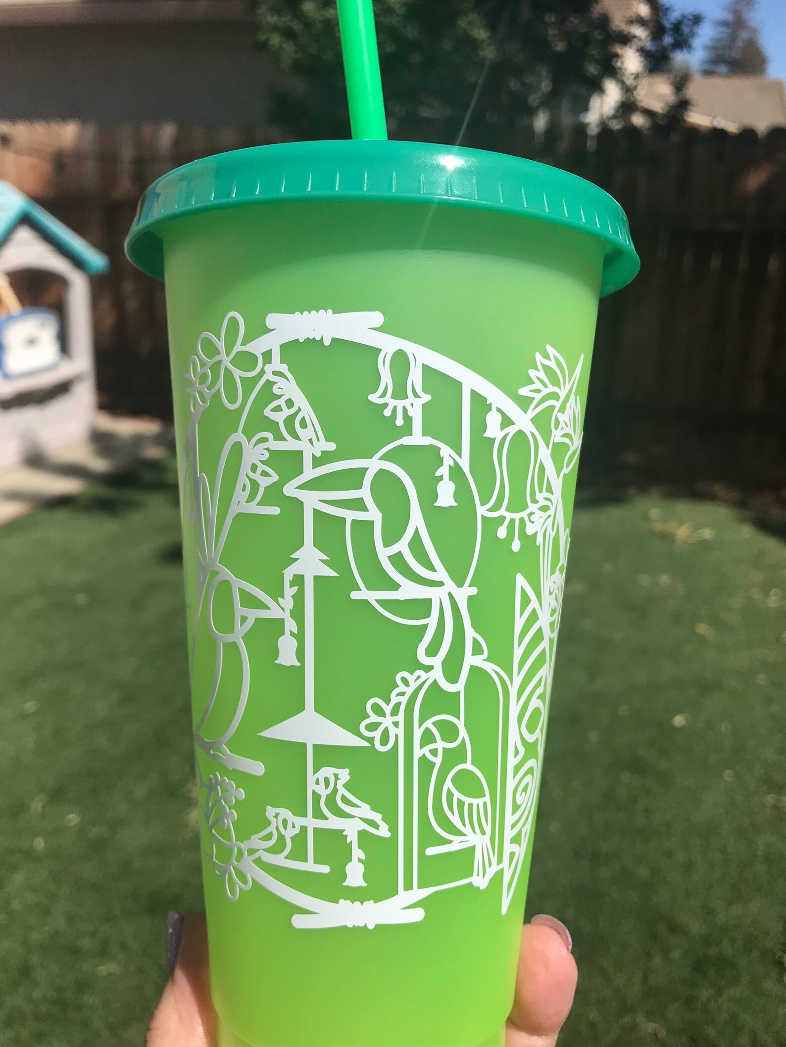 Tiki Bird Cup with Lid and Straw Personalized Cold Cup Etsy