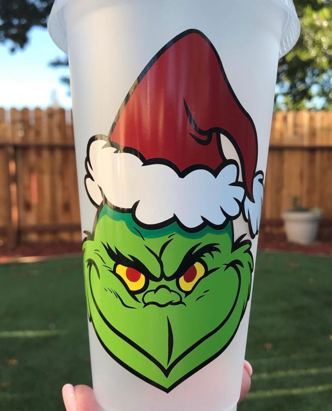 Custom Grinch Tumbler Reusable Cold Cup with Lid and Straw Etsy
