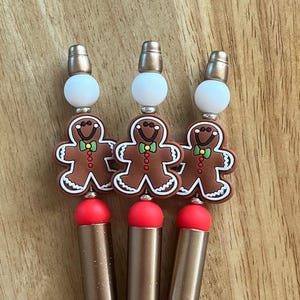 Gingerbread Beaded Pen, Beaded Ballpoint Pen, Silicone Beaded Pen, Bead Pen, Silicone Beads, Teachers Gift, Handmade Gift, Journaling Pens