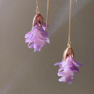 Dried Wisteria Flower Earrings | Real Flower Earrings | Purple Wisteria flowers | Mothers Day Gift| Valentine's day gift