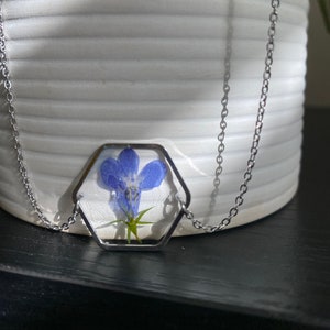 Forget me not flower necklace/Friendship Necklace/Pressed flower Necklace/Gift for Friend, Mom/ *ECO* plant based resin/ Sustainable