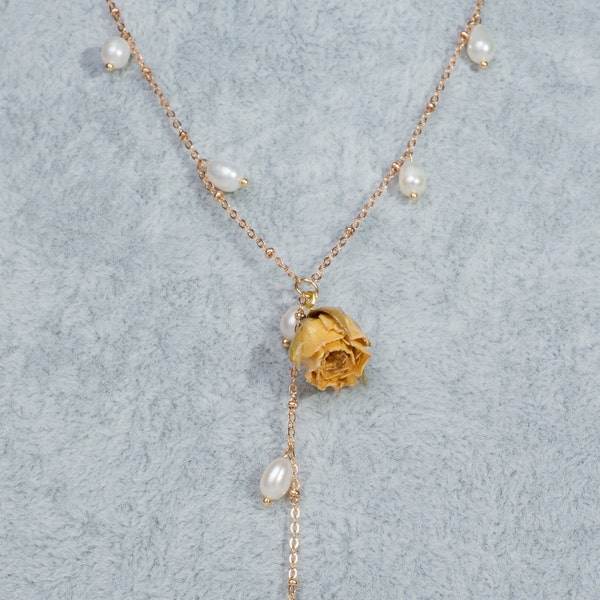 Yellow Rose Necklace Etsy