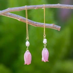 Dried Real Pink Lily Flower Earrings | Lily flower bud Earrings | Gift for her | Bridesmaid Gift| Valentine&#39;s day gift