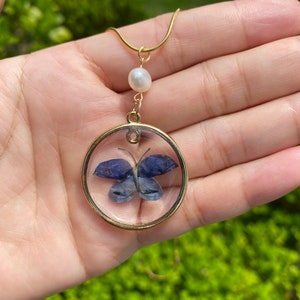 Bluebonnet Necklace /Mother&#39;s Day Gift/ Real Flower Necklace /Texas Wild Flower /Eco Friendly plant based resin