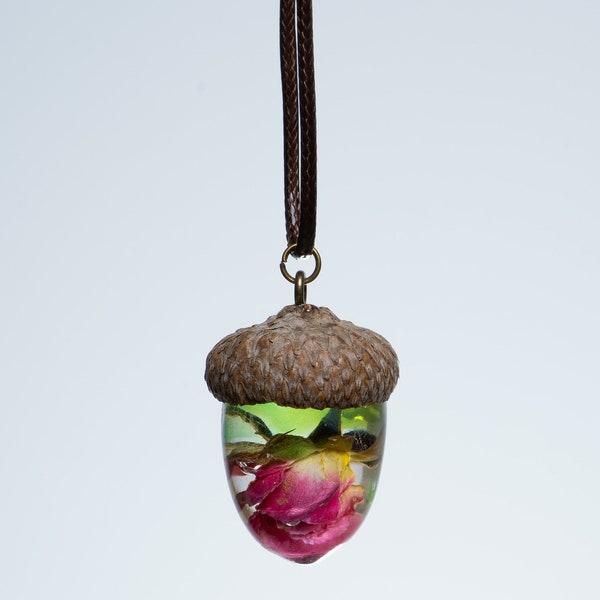 Real Flower Acorn necklace• *ECO* Eco epoxy made out of plant* Sustainable