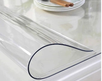 Crystal Clear Table Cover - Round, Square, Rectangular - Water and Heat Resistant - Transparent Table Cover Protector - 1.2 mm Thickness