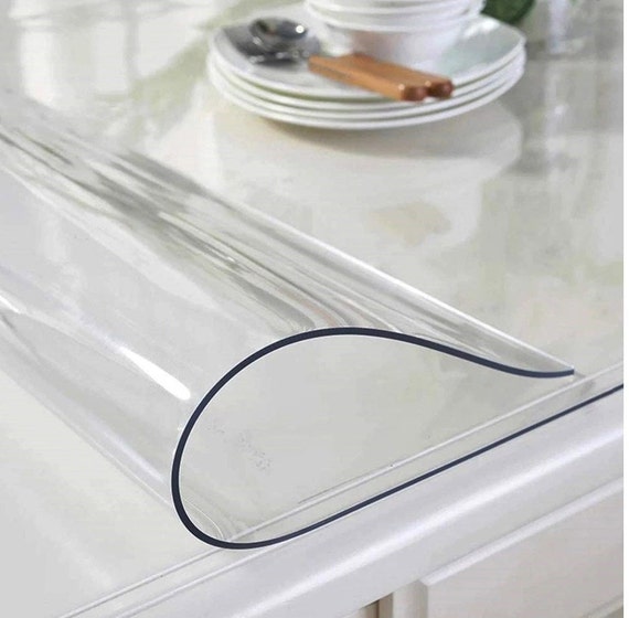 Crystal Clear Table Cover Round, Square, Rectangular Water and Heat  Resistant Transparent Table Cover Protector 1.2 Mm Thickness 