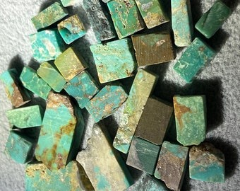 Turquoise 35 square slabs. 92 ct- 18.5 gram - Sunbell old stock - Blue Gem- Kingman- Manassa - Morenci - Bisbee All USA mined 70’s roughs
