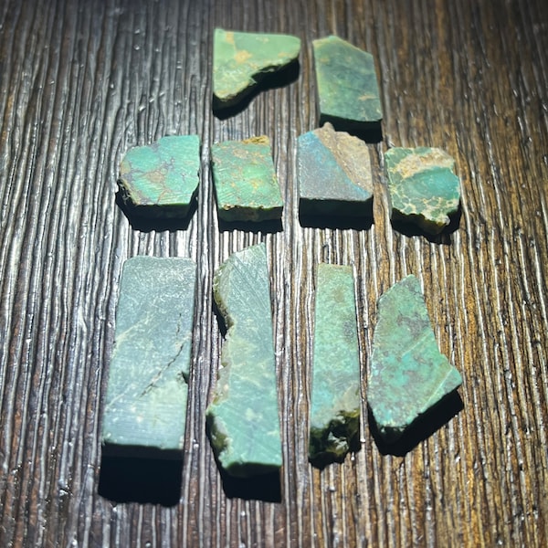 Turquoise 10 slabs. 62.3 ctw- 12.46 gr - Sunbell old stock Kingman-  Manassa - Morenci - Kingman- All USA 70’s mined turquoise - Greens