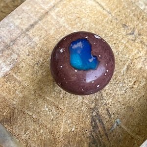 Mexican Fire Opal, Stunning deep blue and green multi color opal gemstone, round Cabochon 12.2 Cts Origin : Mexico. Natural Cut Polished Cab