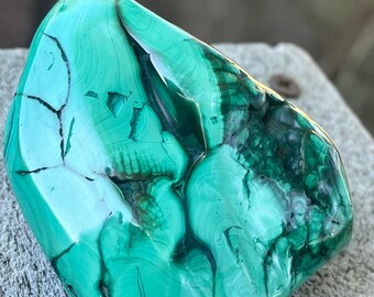 Malachite Free Form !! 183 grams Home decor / Crystal Display/ Cabber. Polished, Natural, DRC Congo