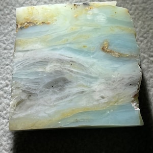 Andean Peruvian Blue Opal Slab, 29 grams. Natural Polished Slab local lapidary artist USA produced. origin : Peru, Andes