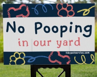 Scribble Paw and Bone No Dog Poop Yard Sign