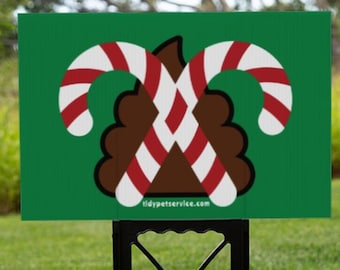 Christmas Candy Cane No Dog Poop Yard Sign