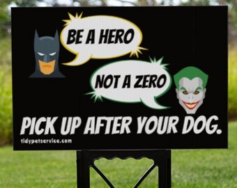 Batman and Joker No Dog Poop Yard Sign