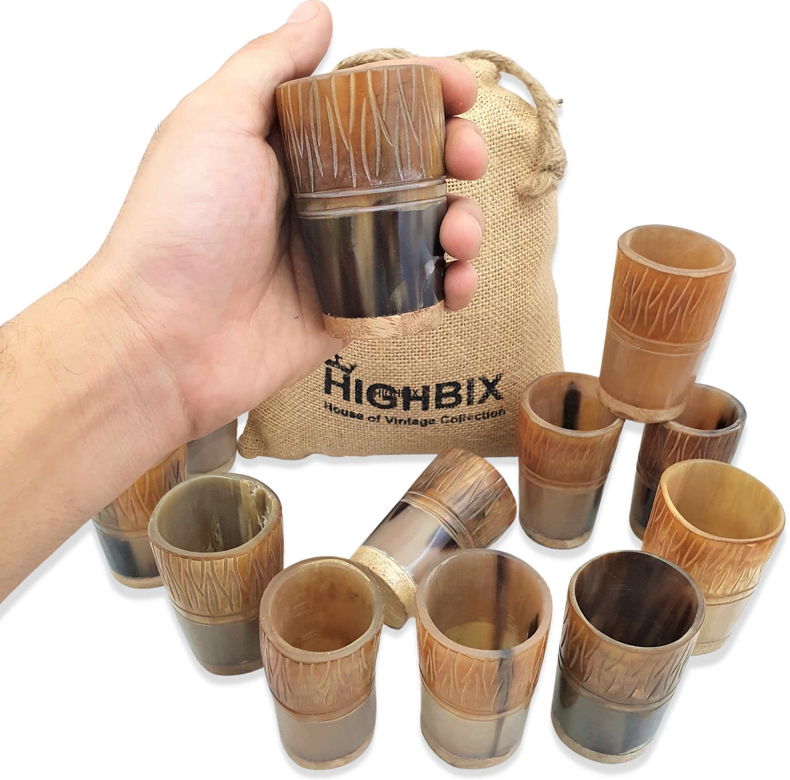 HIGHBIX Textured Viking Drinking Horn Shot Glass Cup Set Etsy