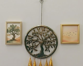 Campana colgante de metal hecha a mano: decoración bohemia para jardín y pared
