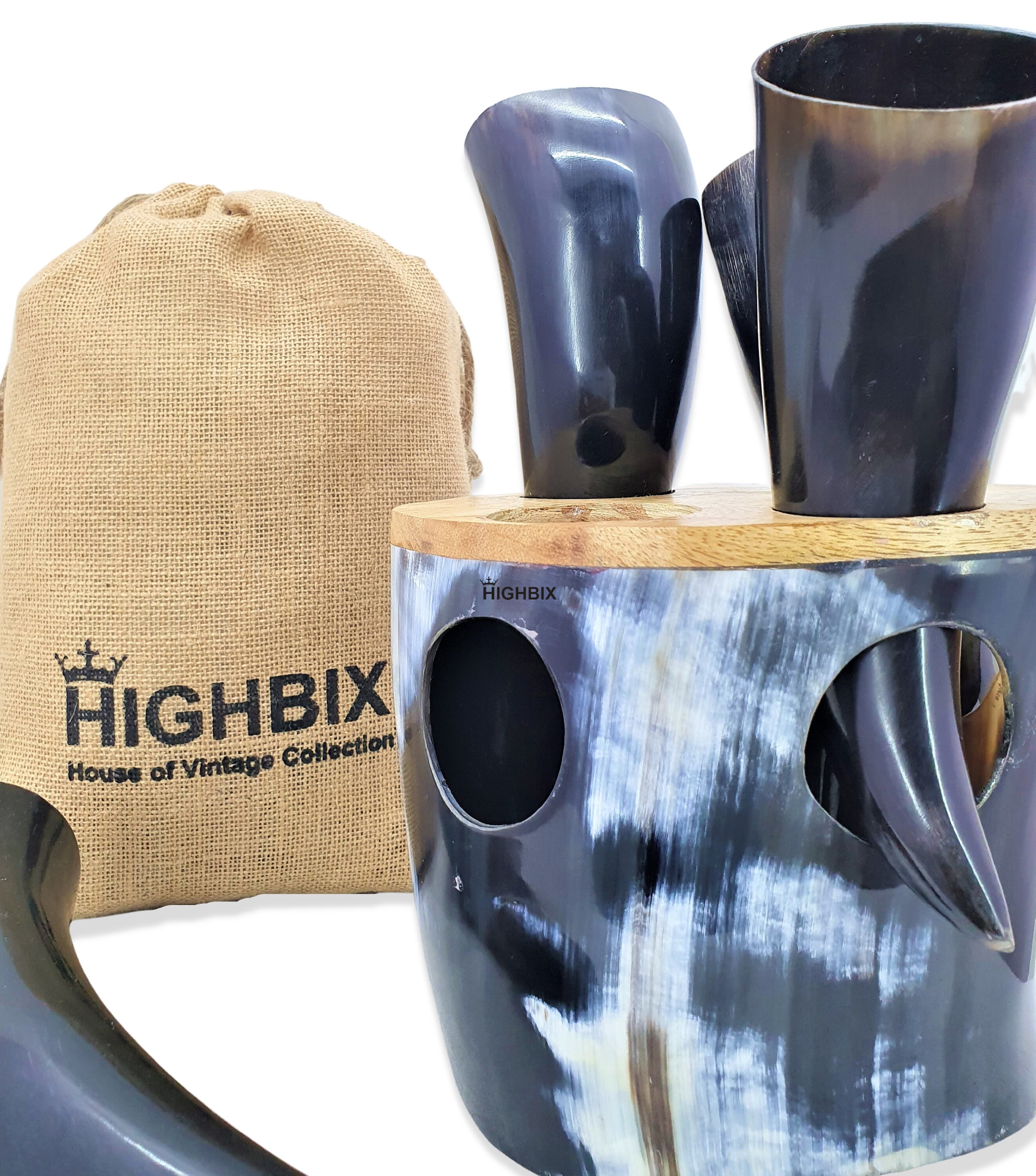 HIGHBIX Premium Viking Drinking Horn Cup Set Genuine Etsy