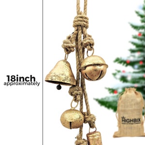 HIGHBIX Shabby Chic Floral Etching Bells On Metal Hanging Rod X-Large