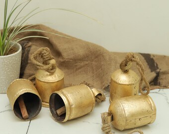 Cloches Dorées De Noël Rustiques - Lot De 3, Style Shabby Chic, Pour Décoration Intérieure Et Extérieure - 12