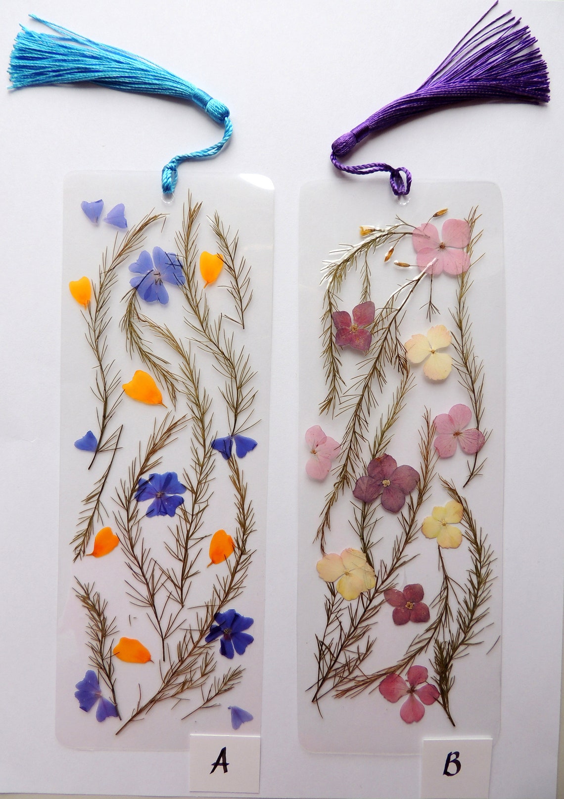 Pressed flower bookmarks light rolled bookmarks laminated Etsy