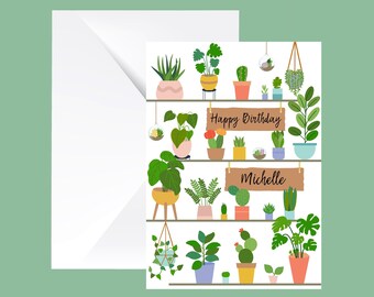 Plant Birthday Card | Plant Lover Card | Personalised Card | Gardening Card | Happy Birthday Card | Friend Birthday Card | Gardener Card