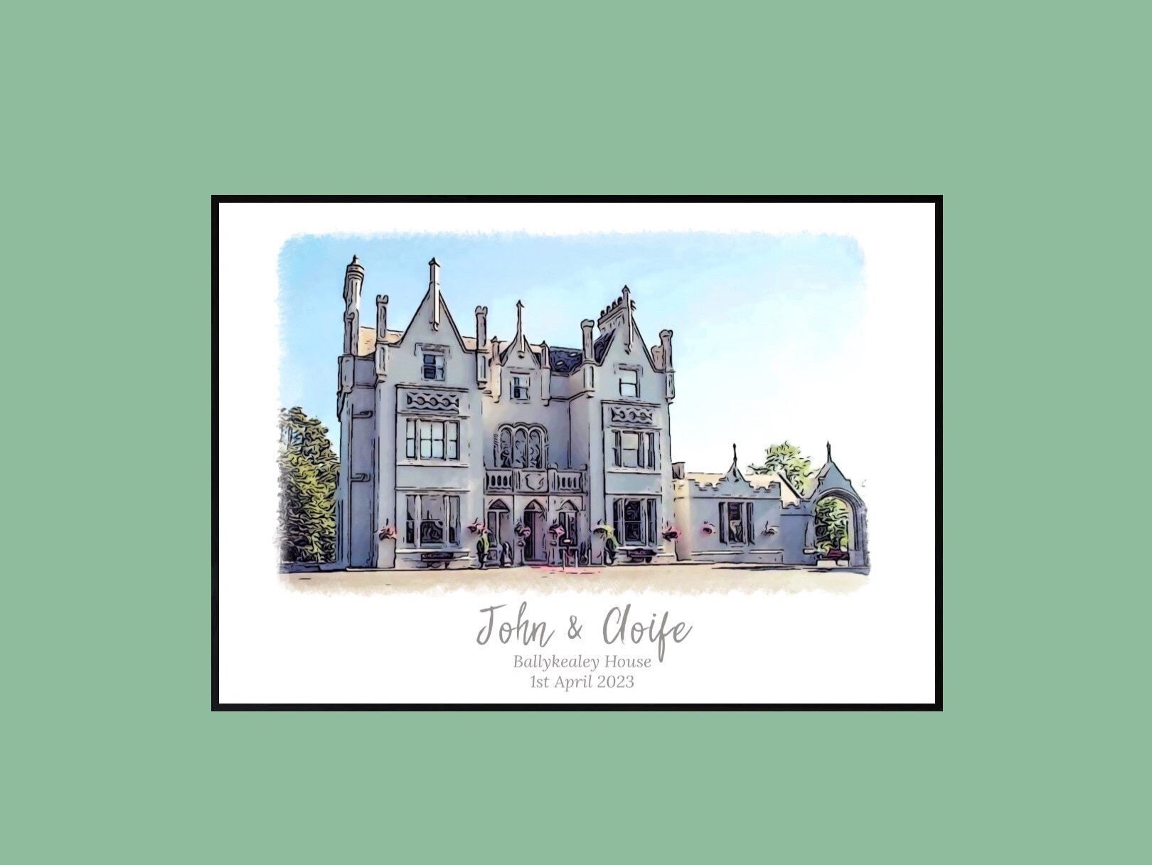 Custom Wedding Venue Church Illustration Print First Paper - Etsy