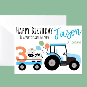 Carte de joyeux anniversaire pour garçon | Carte d'anniversaire personnalisée | d'anniversaire d'âge | Ferme de tracteurs | Anniversaire marquant | Carte d'anniversaire pour enfants