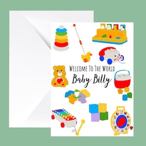 carte personnalisée nouveau-né | Bienvenue dans le monde | Carte de naissance | carte bébé fille garçon | vintage nostalgique de Zazzle.be Liste d'envies Vous avez des idées ? Jouet rétro | Carte irlandaise