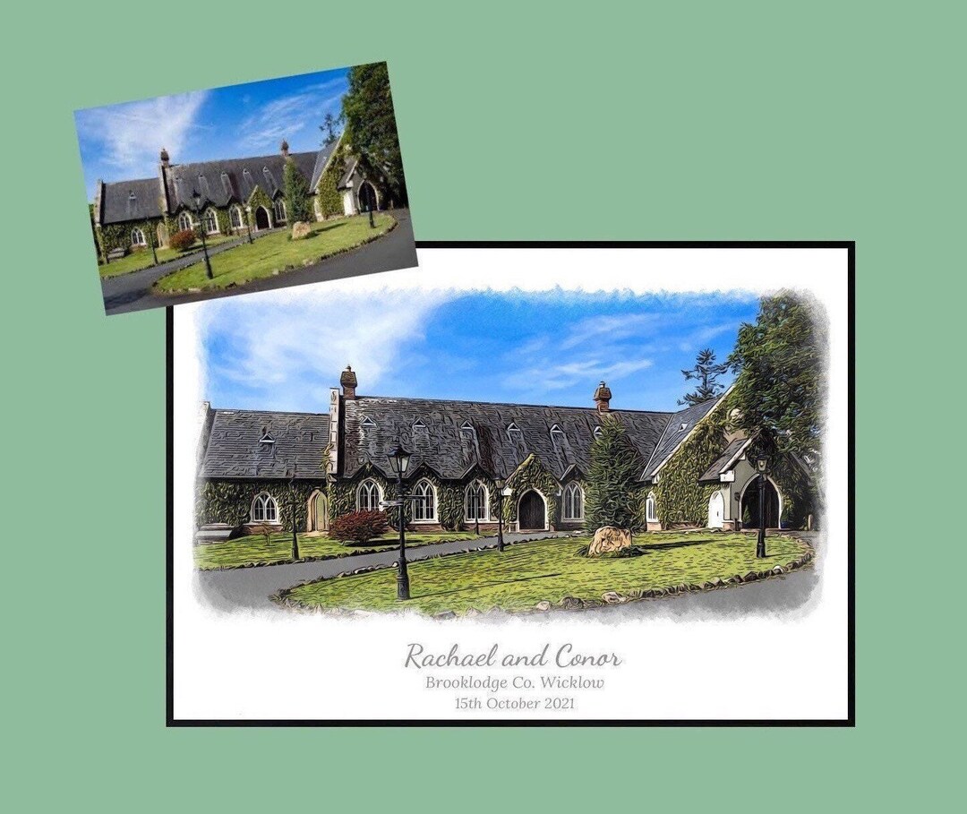 Custom Wedding Venue Church Illustration Print | First Paper ...