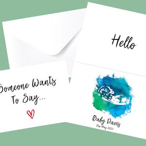 faire-part de grossesse de Zazzle.be Liste d'envies Vous avez des idées ? faire-part bébé personnalisé | Bébé en route | Révéler le genre | Carte d'échographie pour bébé | Sonogramme aquarelle