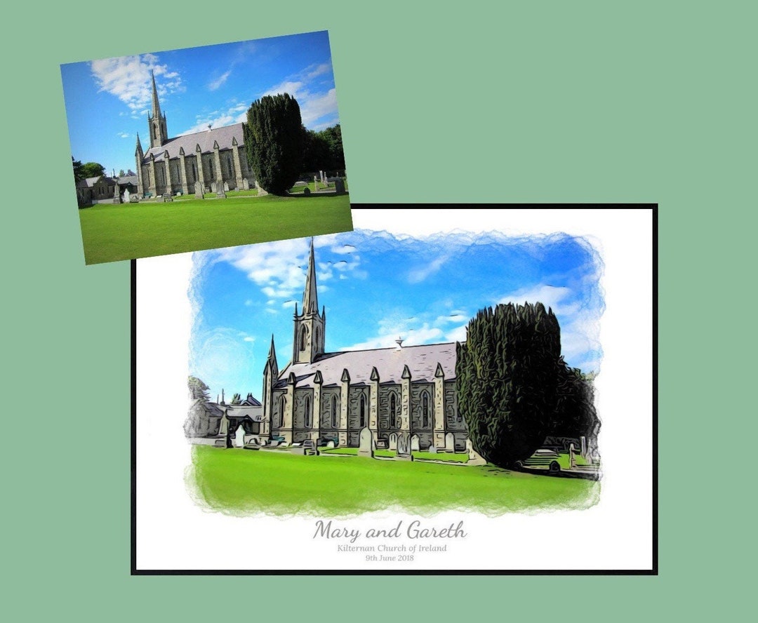 Custom Wedding Church Venue Illustration Print | First Paper ...