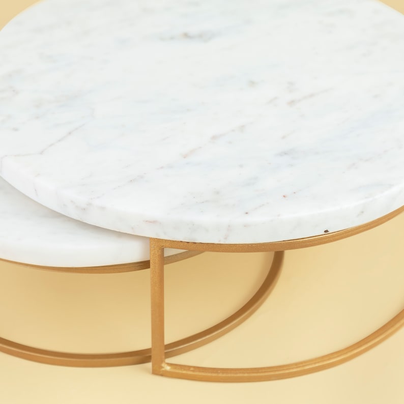 Noir Marble Nesting Servers Cake Stand in Natural Marble Modern Living Room Furniture Marble Cake Stand image 3