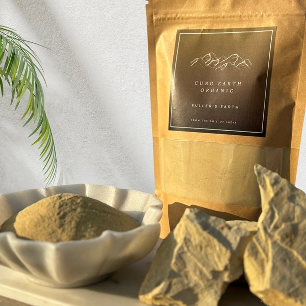 Cubo Earth Organic Fuller's Earth Multani Mitti Poeder 100% natuurlijk huidverzorgingsproduct voor alle huidtypes, vette huid de tan poeder haarverzorging