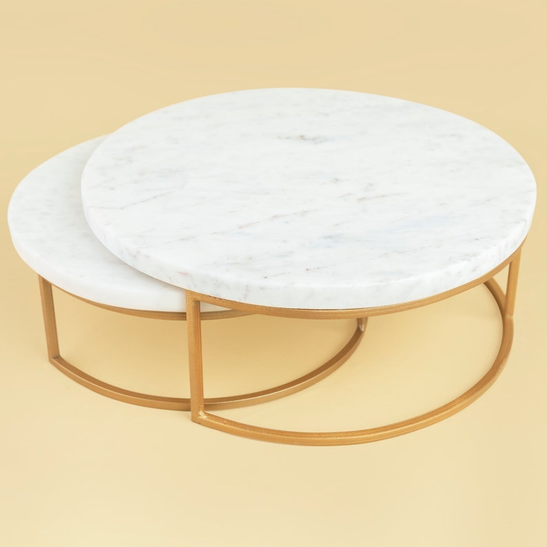 Noir Marble Nesting Servers Cake Stand in Natural Marble Modern Living Room Furniture Marble Cake Stand image 2