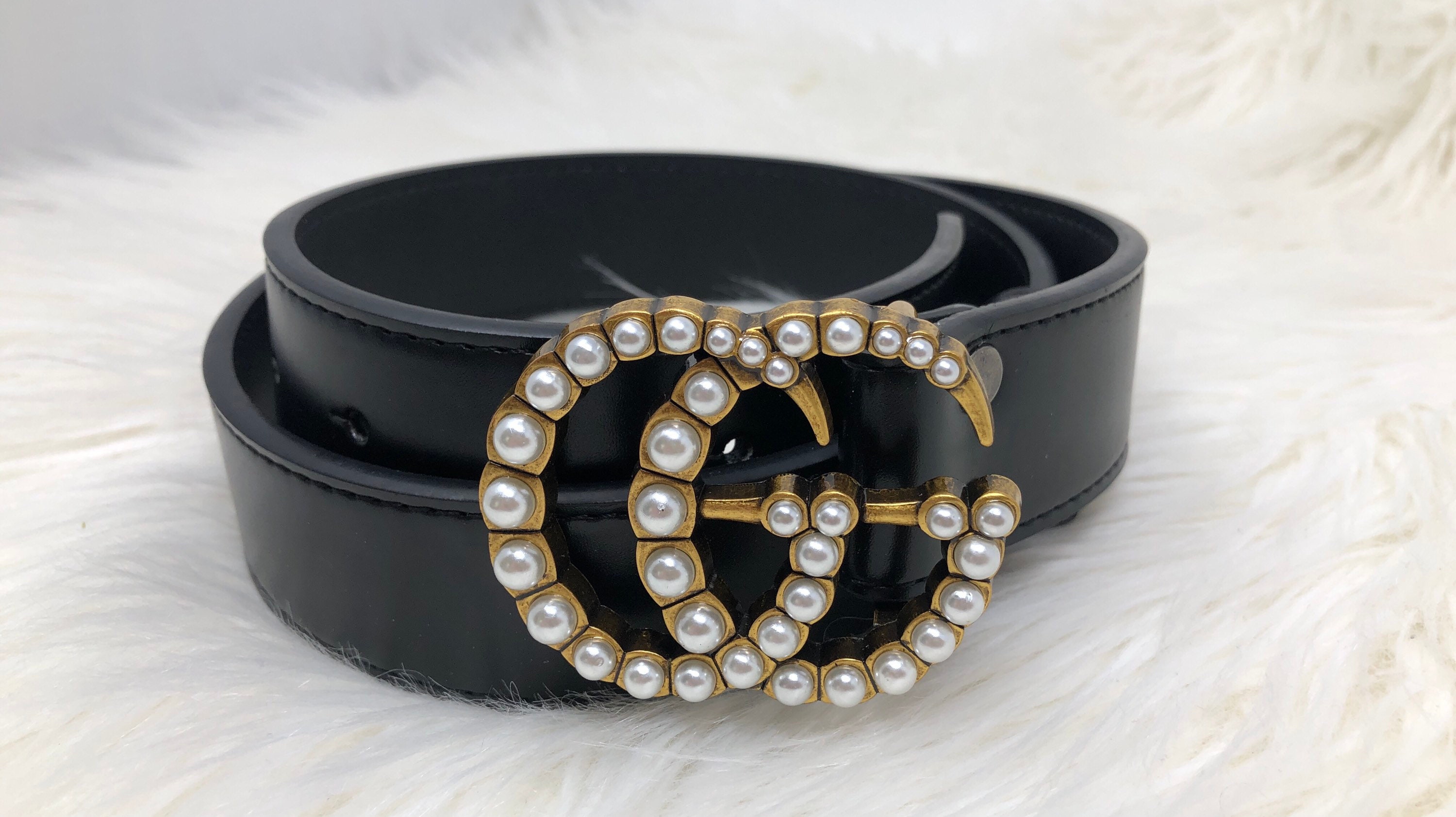 GG black pearl belt brass buckle trending 2021 womens Etsy