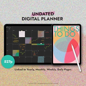 Minimal planner, Undated Digital Planner Dark, Journal, GoodNotes 2021 Planner, Ipad PDF Planner, Graphic Design Planner, Digital Stickers