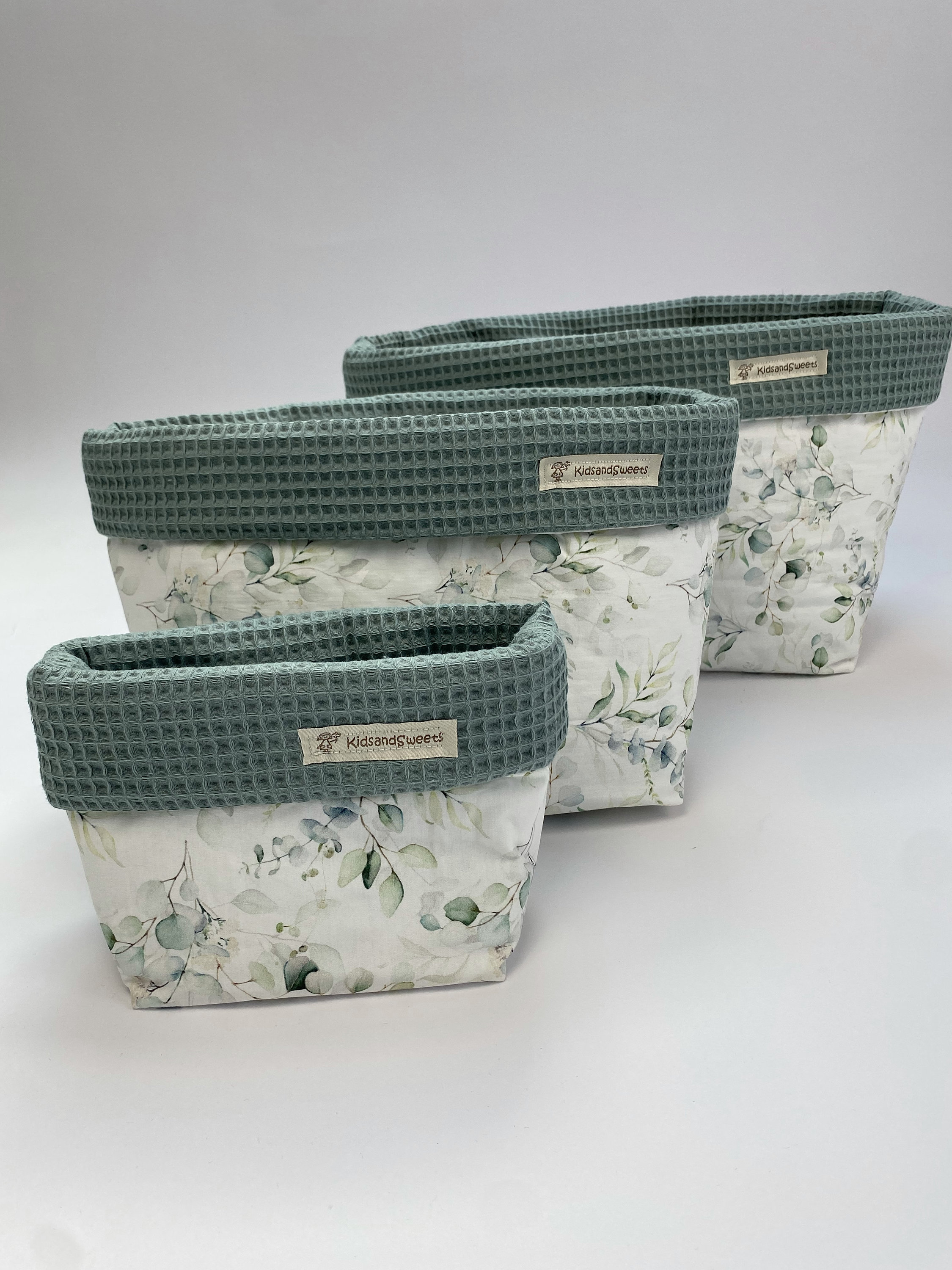 Utensilo waffle pique green / eucalyptus, 100% cotton, handmade