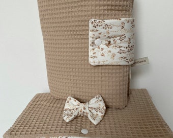 ToGo set diaper bag + changing mat waffle pique / cotton dry grass, 100% cotton, handmade