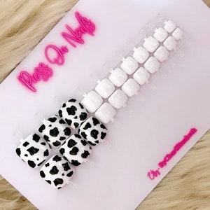 Cow Print Press On Toe Nails: Full Set of 22, Reusable Fake Nails