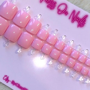 Baby Pink Press On Toe Nails: 22-Piece Gel Nail Set