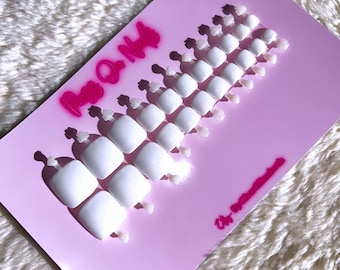 White glossy press on toe nails, stick on toe nails, stick on pedi, pedicure, one size fits all, white nails, nail extensions