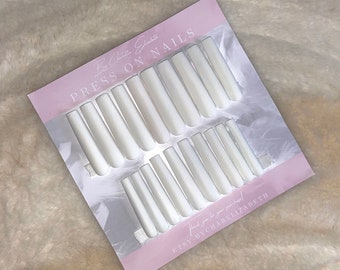 3XL Square white press on nails, stick on nails, white manicure, extendo nails, false nails, long white nails, xxxl nails