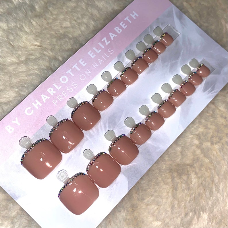 Nude Natural Press on Toe Nails Full Set French Pedicure - Etsy