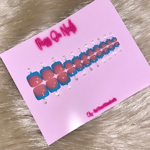 Blue French Tip Press On Toe Nails: 22-Piece Gel Nail Set