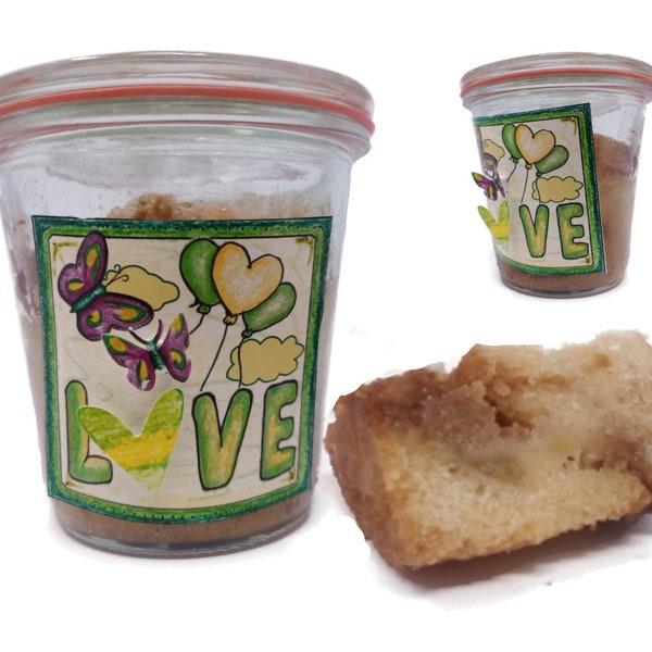 Apfel-Karamell-Kuchen "LOVE" im Glas