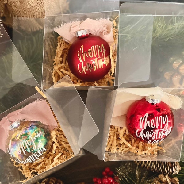 Custom Round Glass Ornaments // Custom Calligraphy Ornaments // Personalized Bulb // Merry First Christmas // Married Christmas Gift