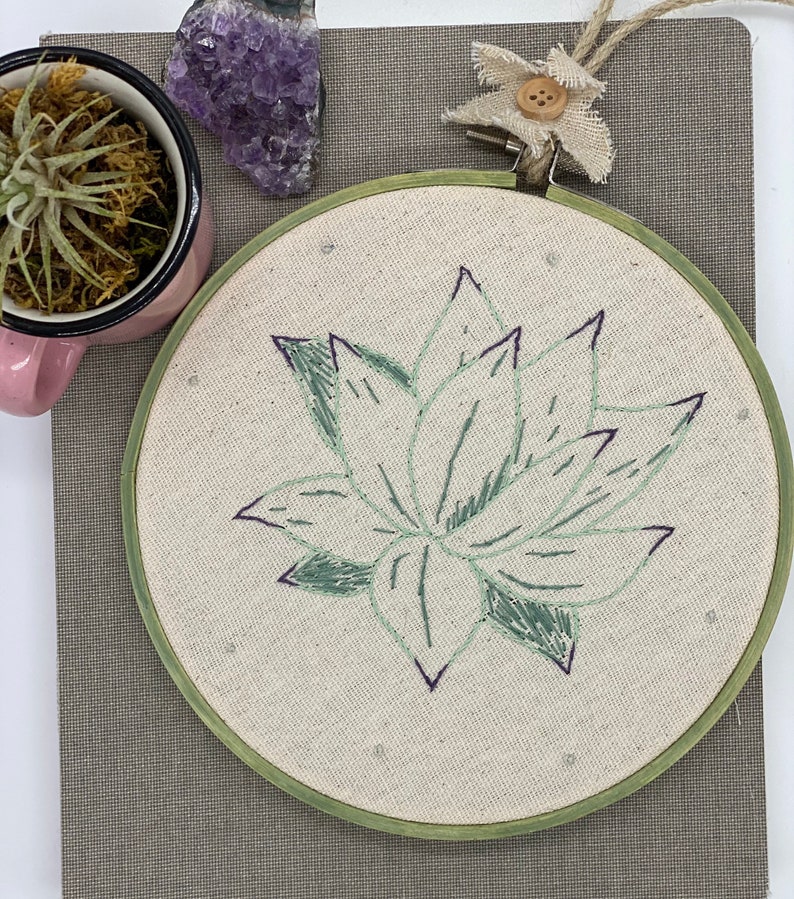 Agave succulent hand embroidered wall art nursery art.