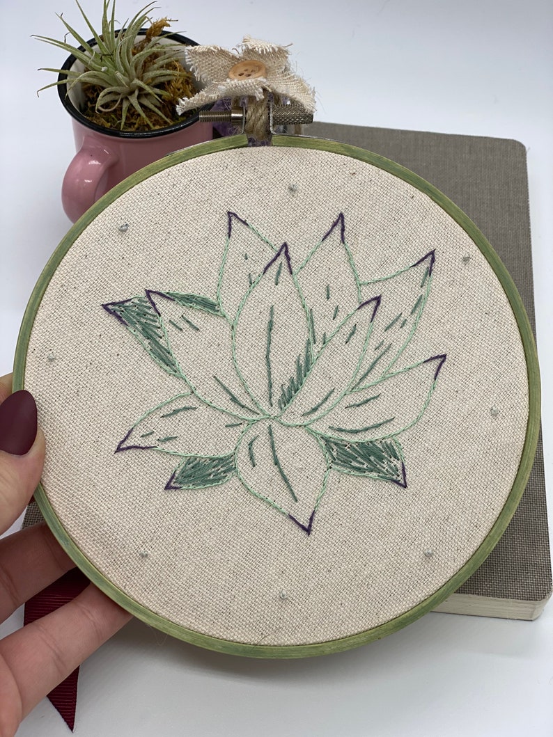 Agave succulent hand embroidered wall art nursery art.